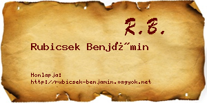 Rubicsek Benjámin névjegykártya