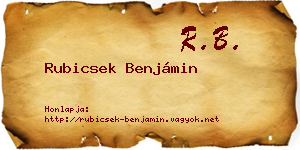 Rubicsek Benjámin névjegykártya
